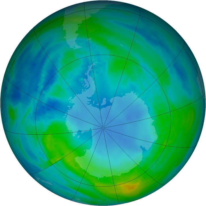 Antarctic ozone map for 30 April 1989